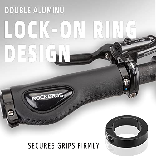 ROCKBROS Bike Handle Grips Ergonomics Design Soft Gel Dual Lock on Bicycle Handlebar Grips for Mountain MTB MBX Bike Electric Scooter Black