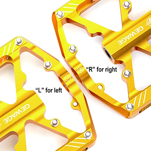 Wide Platform MTB Pedals with Reflectors (Gold)