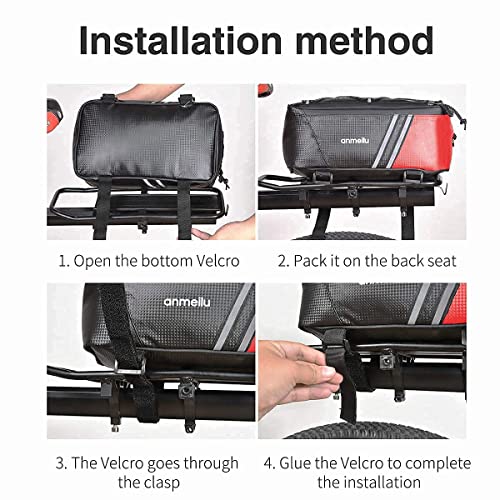 Bike Rack Bag Bike Bags for Bicycle Back Seat Rear Rack Panniers for Saddle Luggage Pouch Waterproof Reflective Storage Trunk Folding 7L Small Cargo Carrier Pack with Rain Cover Bike Accessories, Red
