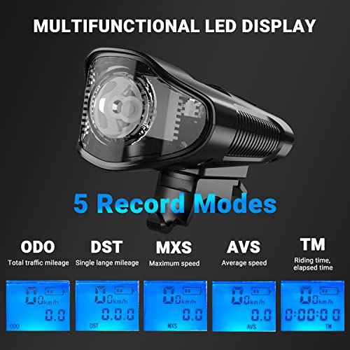Himiway LED Bike Light with Horn and Speedometer