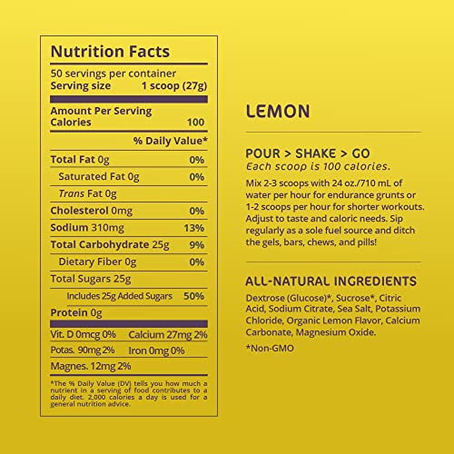 Lemon Endurance Drink Mix with Electrolytes, Calories