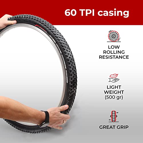 Fincci Bike Tire 26 x 2.10 Inch 54-559 ETRTO Foldable 60 TPI with Nylon Protection for XC Cross Country Mountain MTB Hybrid Bicycle