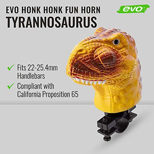 EVO Honk Honk Fun Bike Horn Bicycle Honker for Kids and Adults - Tyrannosaurus