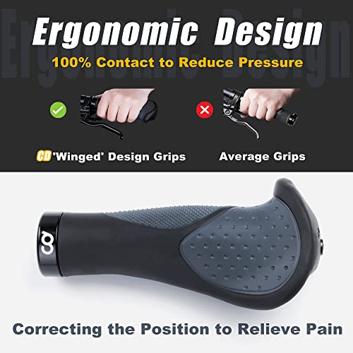 CyclingDeal Mountain Bike Bicycle Handlebar Grips - with Specialized Ergonomic & Anti-Slip Design for MTB & Hybrid Bikes - 1 Pair of Soft Gel Grips