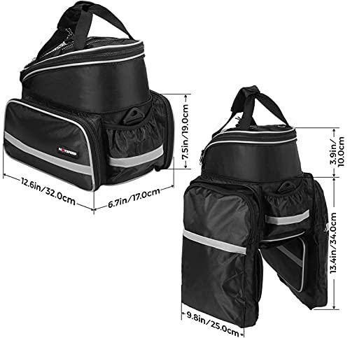 Homa Rear Seat Trunk Bag, Waterproof Multi Function Bicycle Panniers Bike Rear Bag Carrying Luggage Package Rack Panniers with Rainproof Cover (Black)