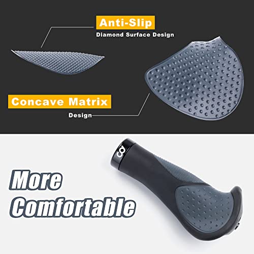 CyclingDeal Mountain Bike Bicycle Handlebar Grips - with Specialized Ergonomic & Anti-Slip Design for MTB & Hybrid Bikes - 1 Pair of Soft Gel Grips