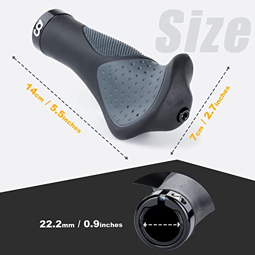 CyclingDeal Mountain Bike Bicycle Handlebar Grips - with Specialized Ergonomic & Anti-Slip Design for MTB & Hybrid Bikes - 1 Pair of Soft Gel Grips