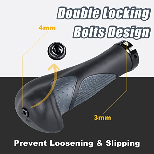 CyclingDeal Mountain Bike Bicycle Handlebar Grips - with Specialized Ergonomic & Anti-Slip Design for MTB & Hybrid Bikes - 1 Pair of Soft Gel Grips