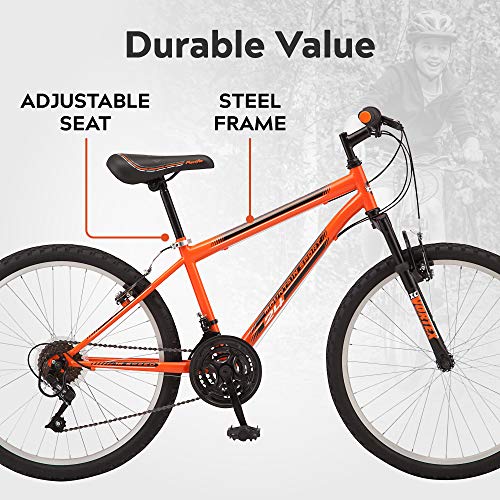 Youth/Adult Hardtail Mountain Bike, 24-Inch Wheels, Orange