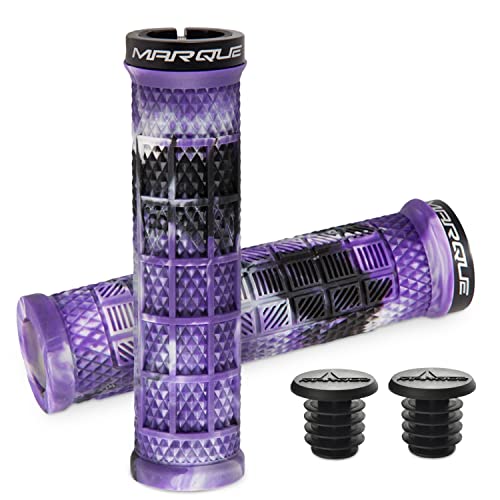 Marque Grapple Mountain Bike Handlebar Grips – Single Lock-On Ring MTB and BMX Bicycle Handle Bar with Non-Slip Grip (Purple Storm)