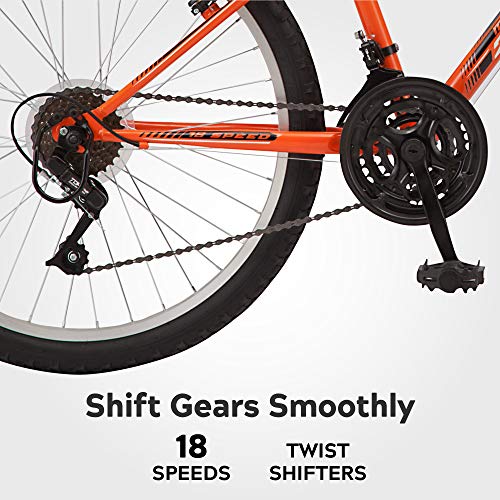 Youth/Adult Hardtail Mountain Bike, 24-Inch Wheels, Orange