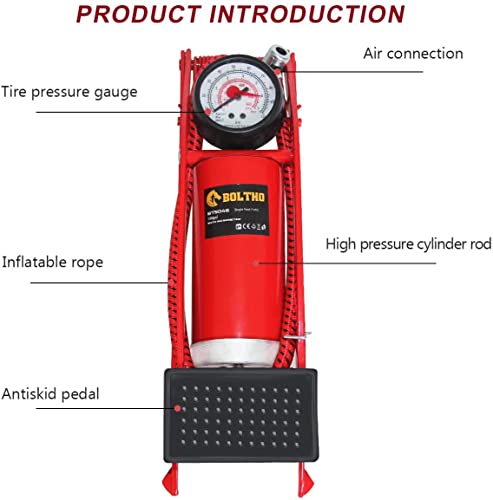 Portable Bike Pump with Pressure Gauge - 100PSI