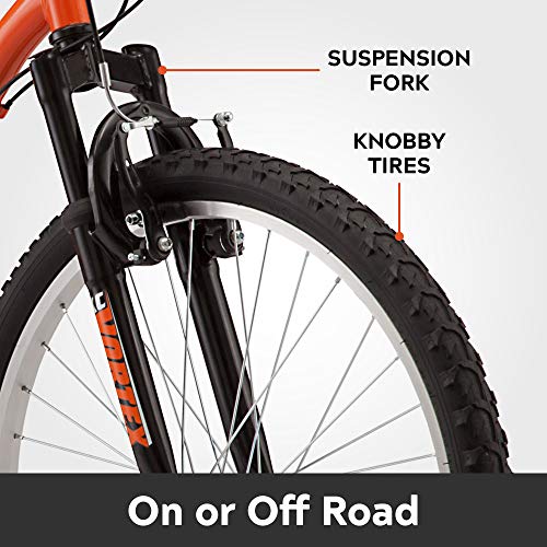 Youth/Adult Hardtail Mountain Bike, 24-Inch Wheels, Orange