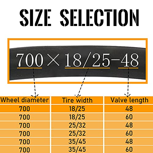 BWSHLF 700 x 35-45 Bicycle Inner Tube with 48MM Presta Valve, 28” Road Bike Replacement Inner Tube - 6 Pack
