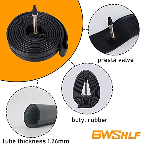 BWSHLF 700 x 35-45 Bicycle Inner Tube with 48MM Presta Valve, 28” Road Bike Replacement Inner Tube - 6 Pack