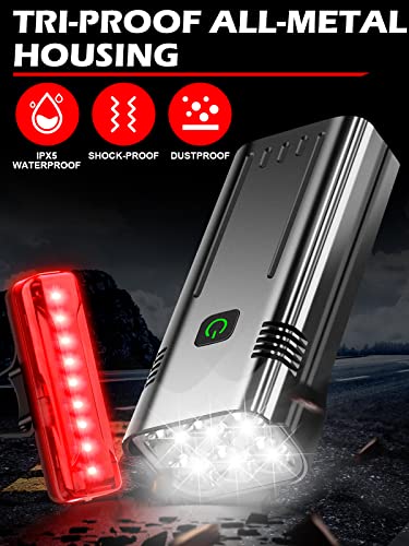 Powerful 9000 Lumens USB Rechargeable Bike Lights Set