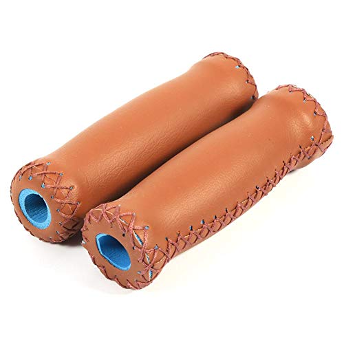 Bike Handlebar Grips, Retro Artificial Leather Bicycle Handlebar Grips Bike Handle Cover Grips (1 Pair)(Brown)