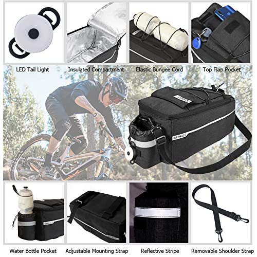 Bike Rear Rack Bag with Cooler and Light