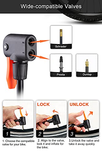Portable Mini Bike Pump with Multiple Valves
