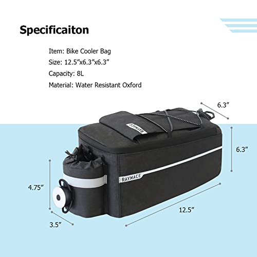 Bike Rear Rack Bag with Cooler and Light