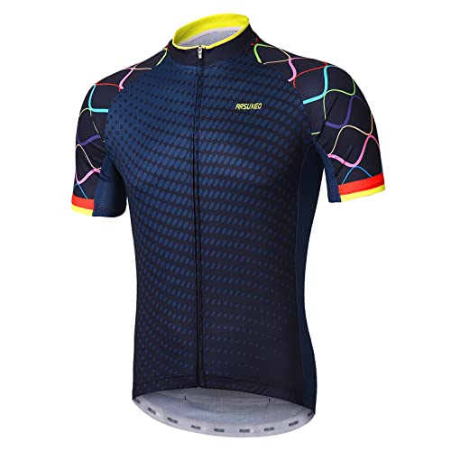 ARSUXEO Men's MTB Jersey with Pockets and Reflective