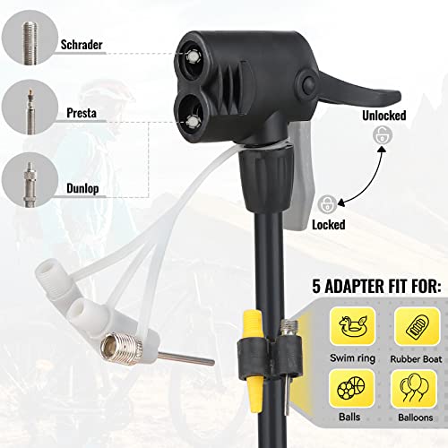 Bike Floor Pump with Dual Valve for Inflatables