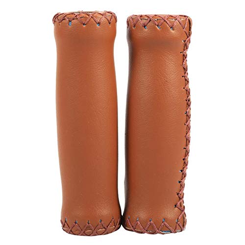 Bike Handlebar Grips, Retro Artificial Leather Bicycle Handlebar Grips Bike Handle Cover Grips (1 Pair)(Brown)