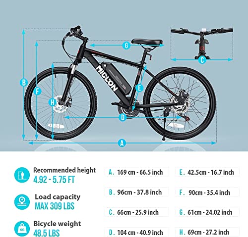 MICLON 26'' Electric Mountain Bike 350W BAFANG Motor
