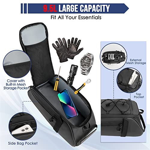 Waterproof Bike Trunk Bag - 9.5L Capacity