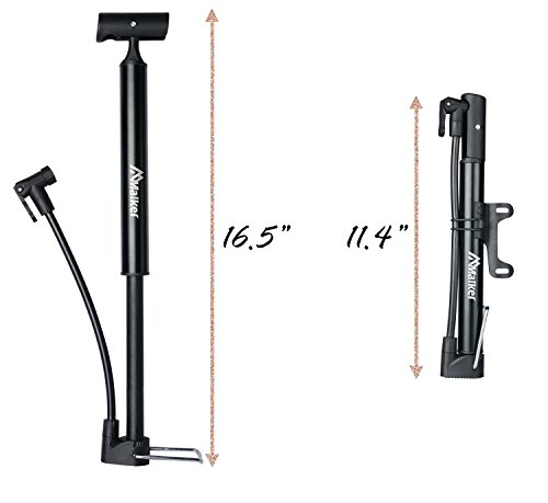 Portable Bike Pump, Presta/Schrader Compatible, Aluminum Alloy