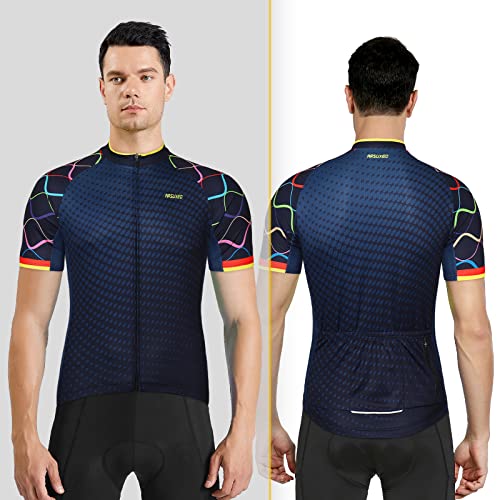 ARSUXEO Men's MTB Jersey with Pockets and Reflective