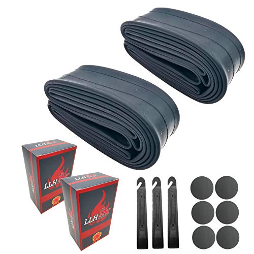 LLH2K Bike Tube 26 x 1.95 26 Inch Bike Tube 2 Pack - Bicycle Tube 26 x 1.95 with 3 Tire Levers, 6 Round Patches - Fits 26x1.90 26x2.10 Bike Tube 26 x 1.95 - Anti-aging 26x2.125 bicycle tube.