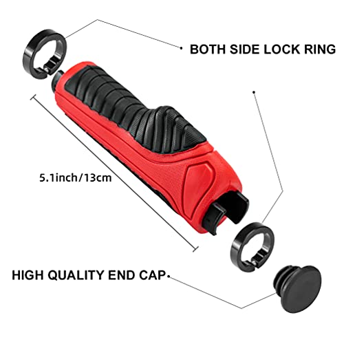 Rock BROS Mountain Bike Grips Handlebar Grip Bicycle Handlebar Grips Bike Handle Grips Double Aluminum Clamp Lock On Grips for MTB BMX Mountain Bike Handle Bar Ends Black Red