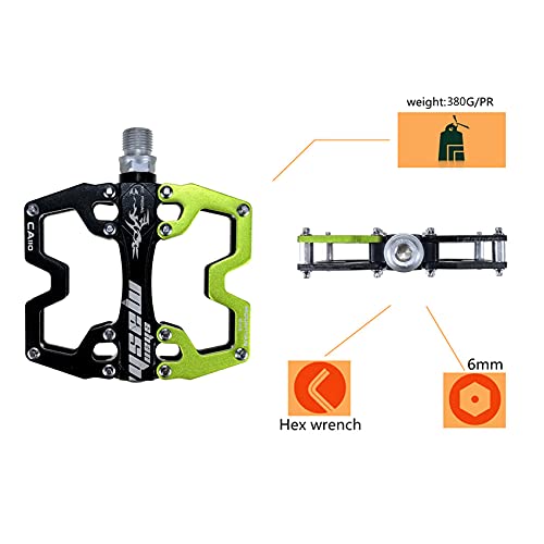 Ultra-Light MTB Bike Pedals - Black/Green