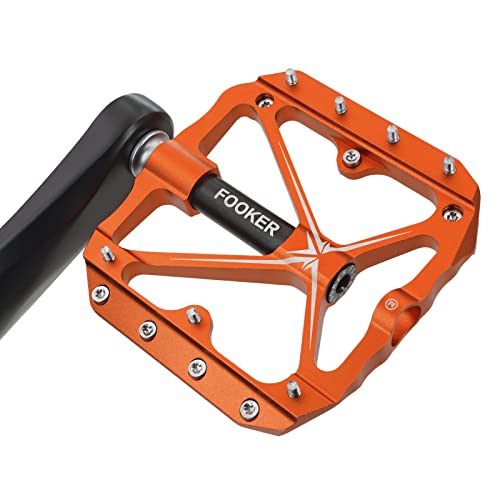 FOOKER Non-Slip Mountain Bike Pedals (Orange/Black)