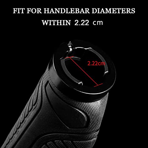 Rock BROS Mountain Bike Grips Handlebar Grip Bicycle Handlebar Grips Bike Handle Grips Double Aluminum Clamp Lock On Grips for MTB BMX Mountain Bike Handle Bar Ends Black Red
