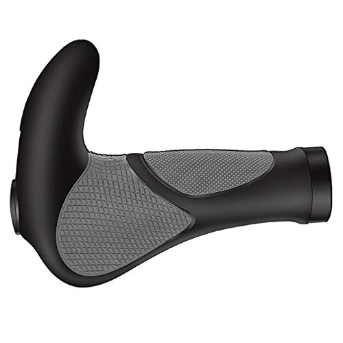 Yizhet 2Pcs Bicycle Handlebar Grips, Bike Ergonomic Handle End Grips Comfort Handle Bar Grips Lock for Mountain Bike BMX MTB Cycling TPR Rubber Bionic Gecko Palm Print Soft Non-Slip Grips with Horn