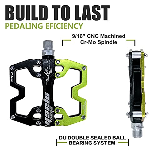 Ultra-Light MTB Bike Pedals - Black/Green