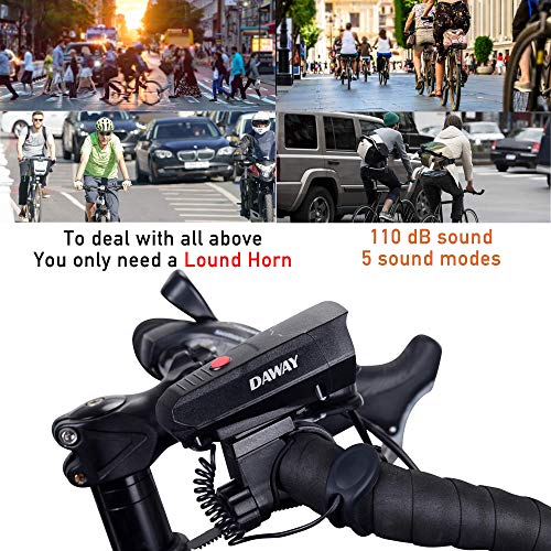 DAWAY Electric Bike Horn with 5 Modes - 110 DB