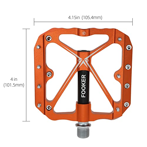 FOOKER Non-Slip Mountain Bike Pedals (Orange/Black)