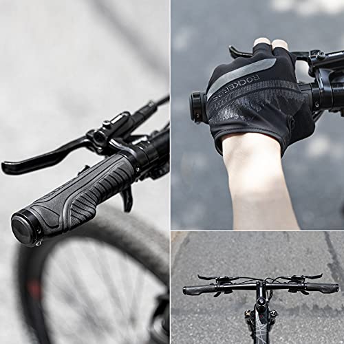 Rock BROS Mountain Bike Grips Handlebar Grip Bicycle Handlebar Grips Bike Handle Grips Double Aluminum Clamp Lock On Grips for MTB BMX Mountain Bike Handle Bar Ends Black Red