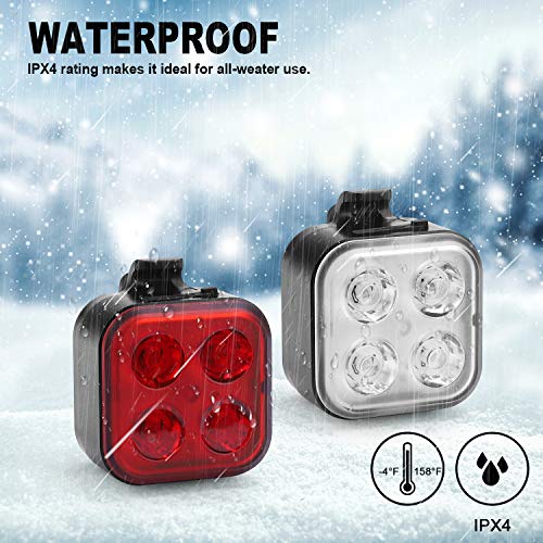 Akale Bike Lights Set, Rechargeable, Waterproof, 4 Modes