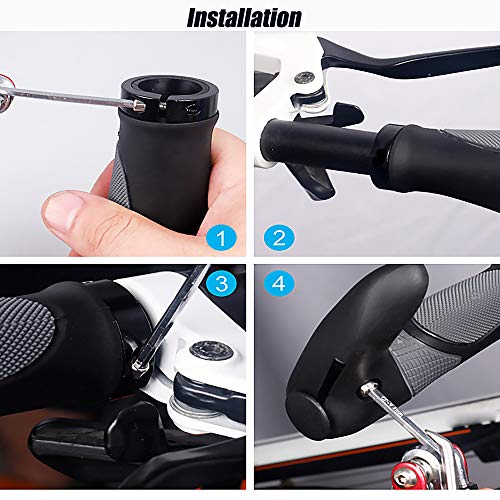 Yizhet 2Pcs Bicycle Handlebar Grips, Bike Ergonomic Handle End Grips Comfort Handle Bar Grips Lock for Mountain Bike BMX MTB Cycling TPR Rubber Bionic Gecko Palm Print Soft Non-Slip Grips with Horn