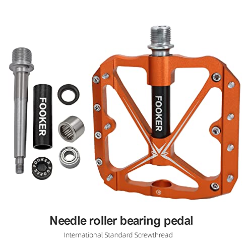 FOOKER Non-Slip Mountain Bike Pedals (Orange/Black)
