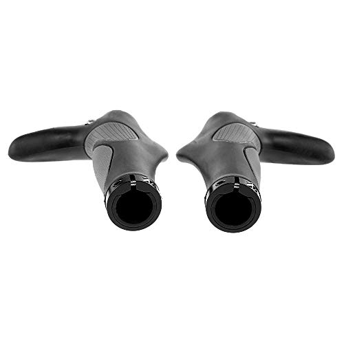 Yizhet 2Pcs Bicycle Handlebar Grips, Bike Ergonomic Handle End Grips Comfort Handle Bar Grips Lock for Mountain Bike BMX MTB Cycling TPR Rubber Bionic Gecko Palm Print Soft Non-Slip Grips with Horn