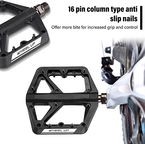 MTB Bike Pedals, Non-Slip Lightweight Nylon Composite Mountain Bike Pedals, Road Bike Pedals for BMX MTB 9/16" DU Bearing Bike Platform, Durable Bicycle Pedals with Cleats（1 Pair）