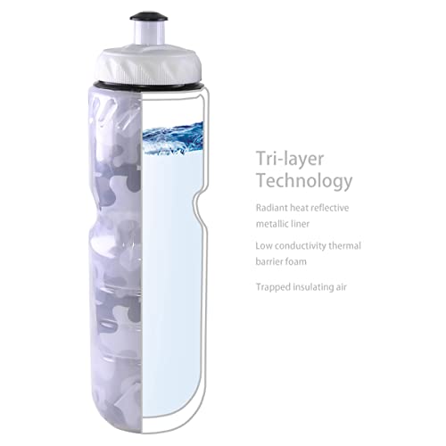 Sport Insulated Squeeze Bike Water Bottles, 2-Pack (Gray)