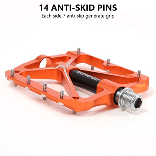 FOOKER Non-Slip Mountain Bike Pedals (Orange/Black)
