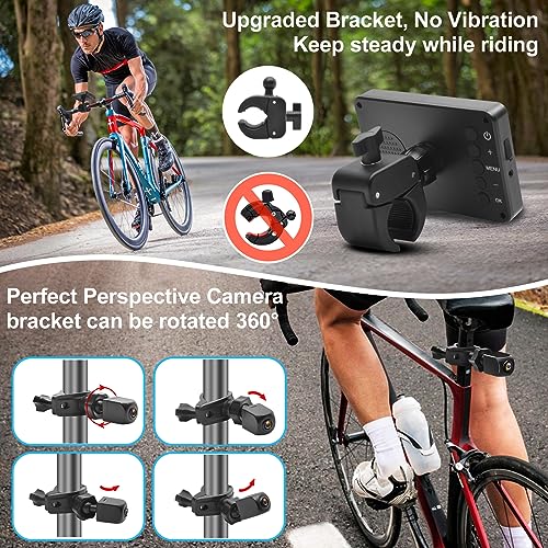 PARKVISION Bike Mirror,1080P AHD Bicycle Rear View Camera with 4.3''Screen,360°Rotatable Bracket DIY Installation Bike Handlebar Mirror,Crystal Night Vision with 110°Appropriate Angle for Most Bikes