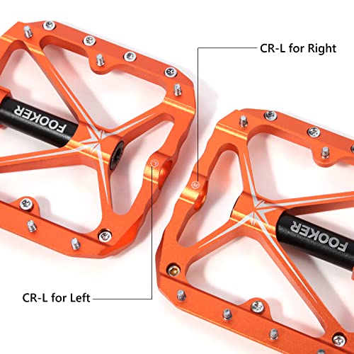 FOOKER Non-Slip Mountain Bike Pedals (Orange/Black)